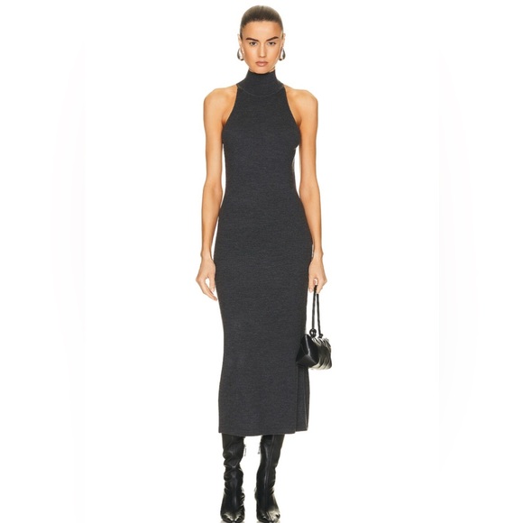 Toteme Dresses & Skirts - NWT TOTÊME Ribbed Neck Dark Gray Wool Midi Dress Size XS